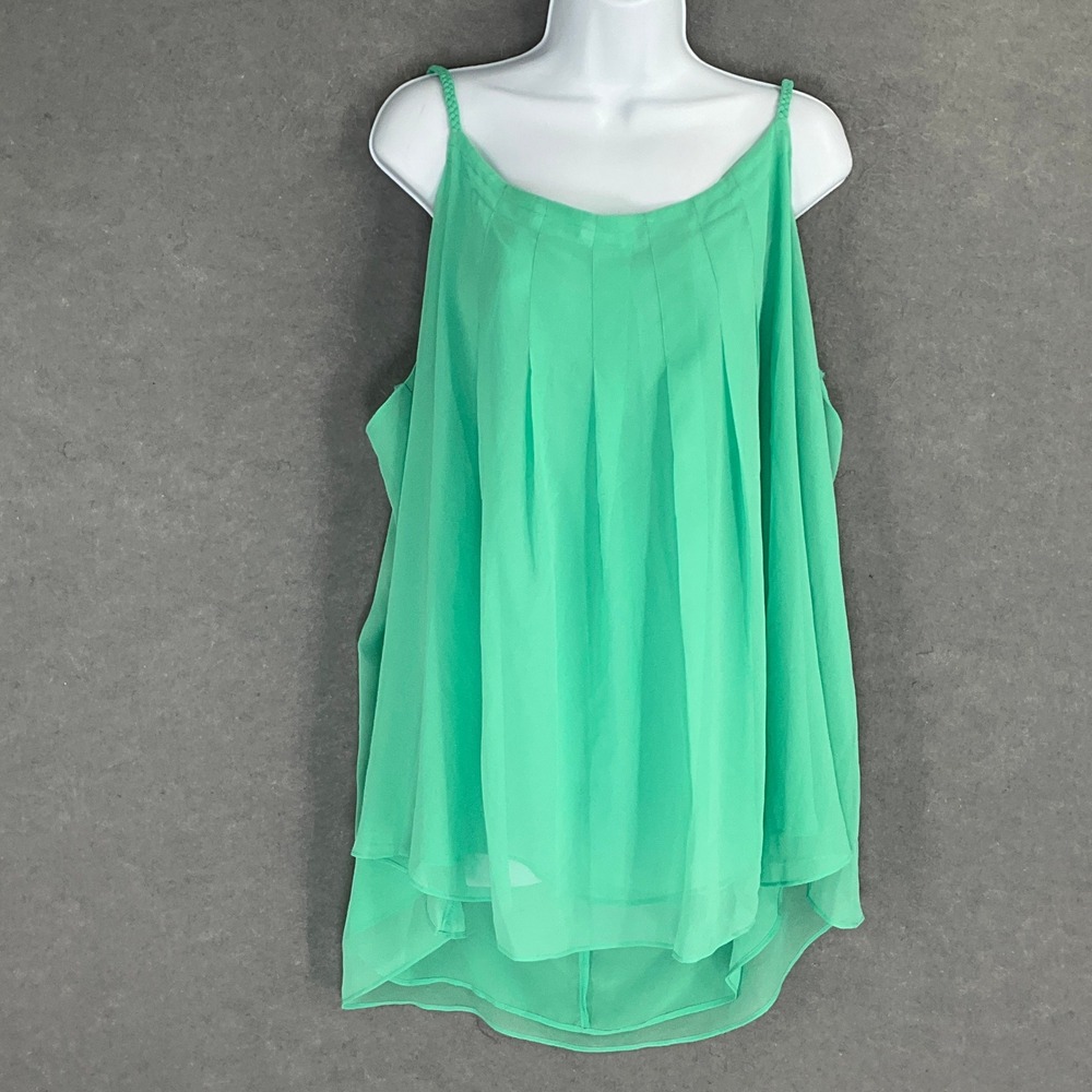 Lane Bryant‎ Plus Size Blouse Mint Green Chiffon Layered Tank Top Size 22